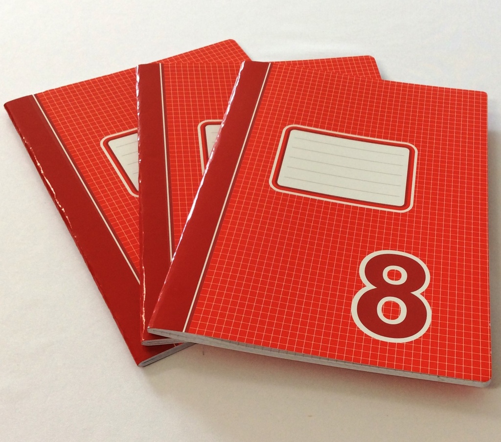 CUADERNO DE CUADROS PEQUEÑOS #8 ROJO GRANDE